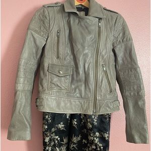 Banana Republic Leather Gray Jacket size small, biker